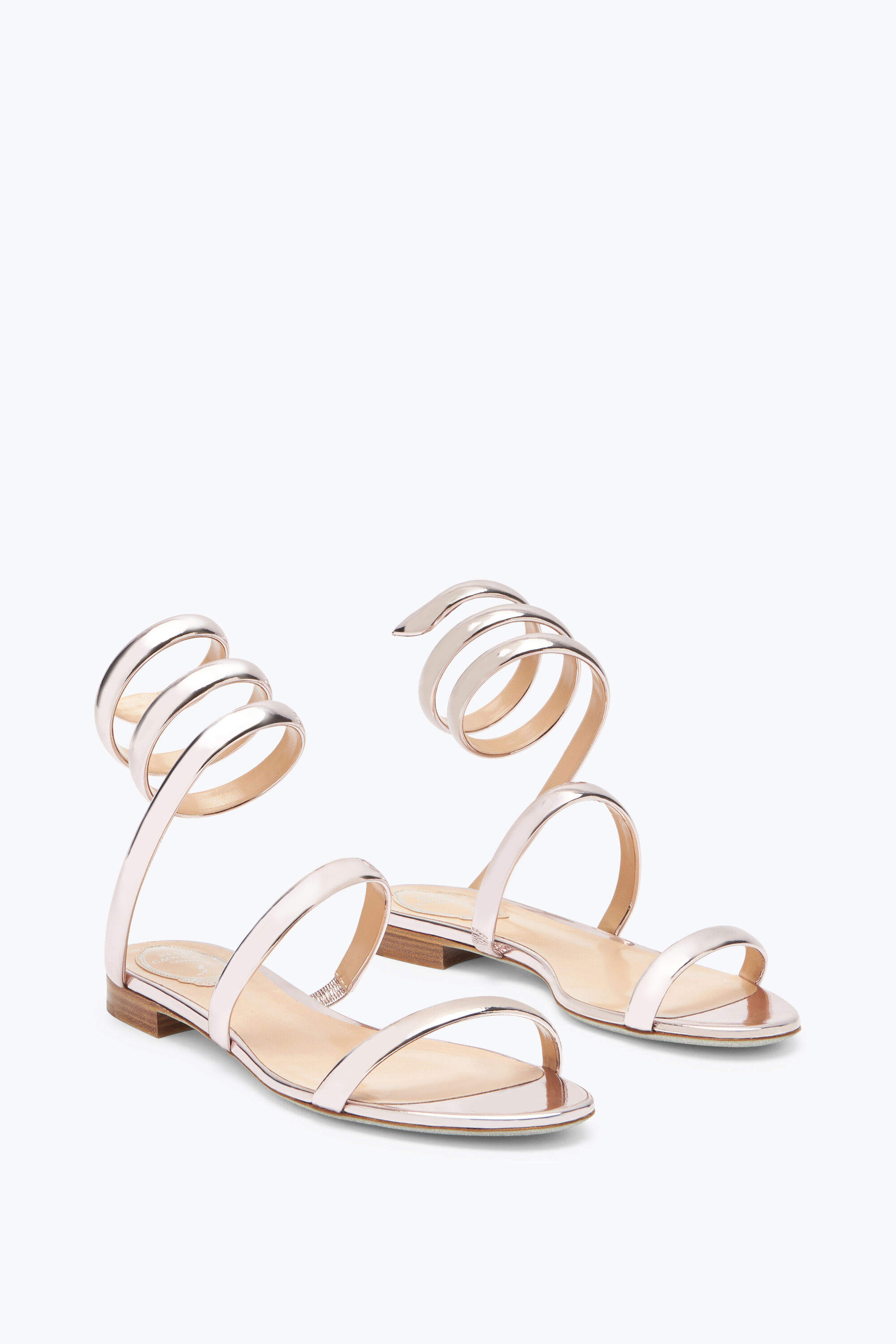 Rose gold strappy flat sandals discount