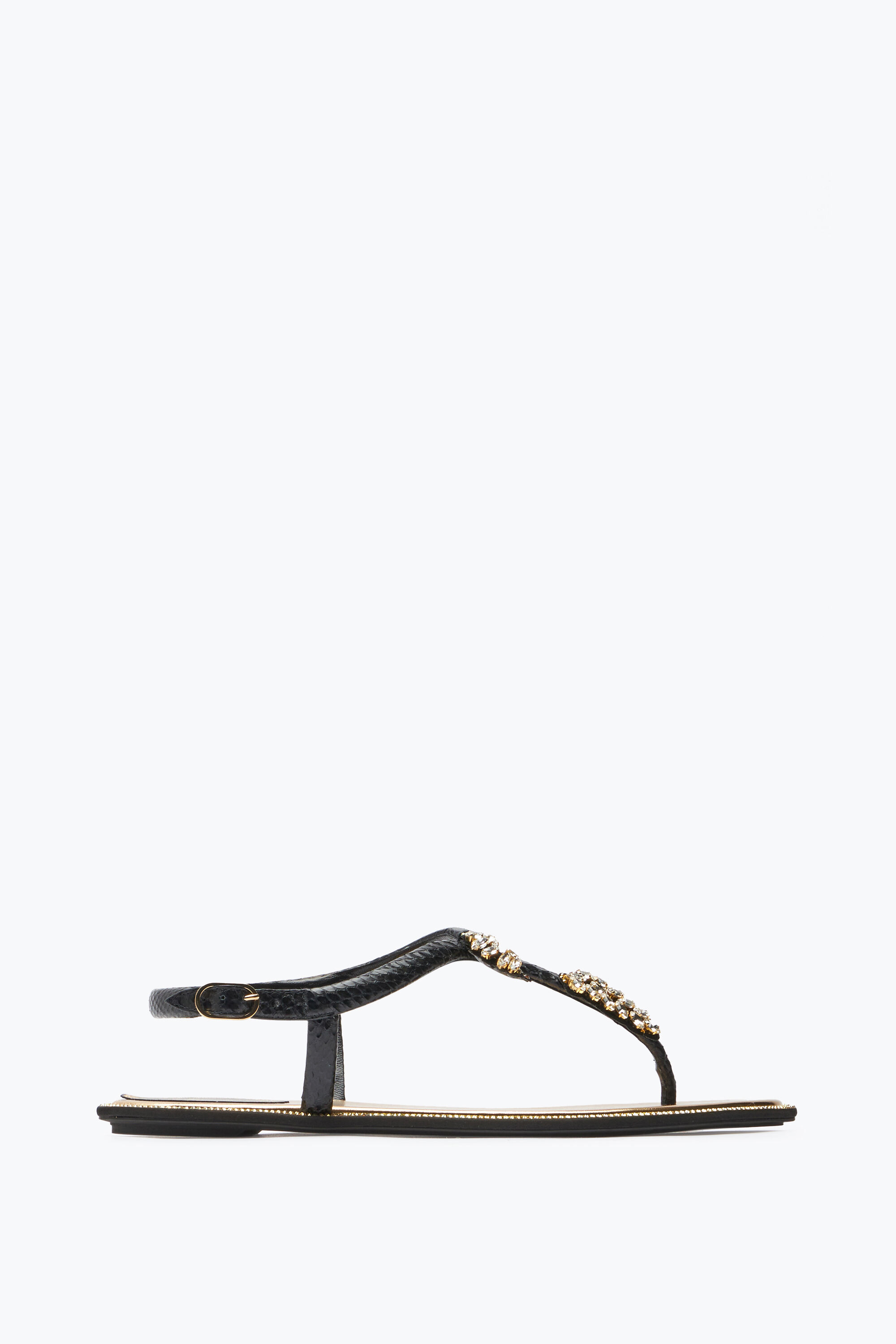 Chaussures plates Tong Katy Noire Et Dor e 10 en Noir pour Femme