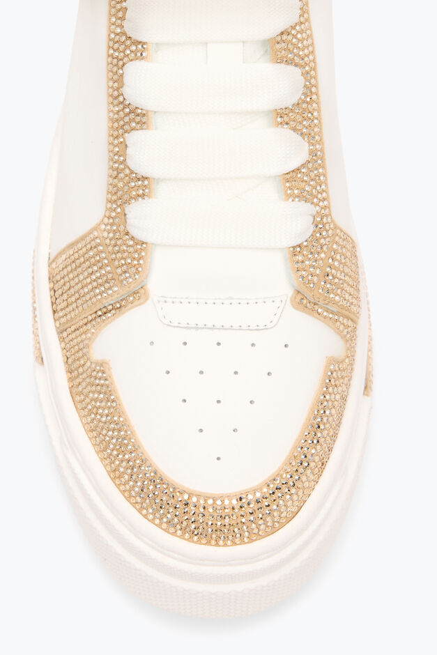 XTRA WHITE-GOLD SNEAKER WITH CRYSTALS 50 XTRA WHITE-GOLD SNEAKER WITH CRYSTALS 50