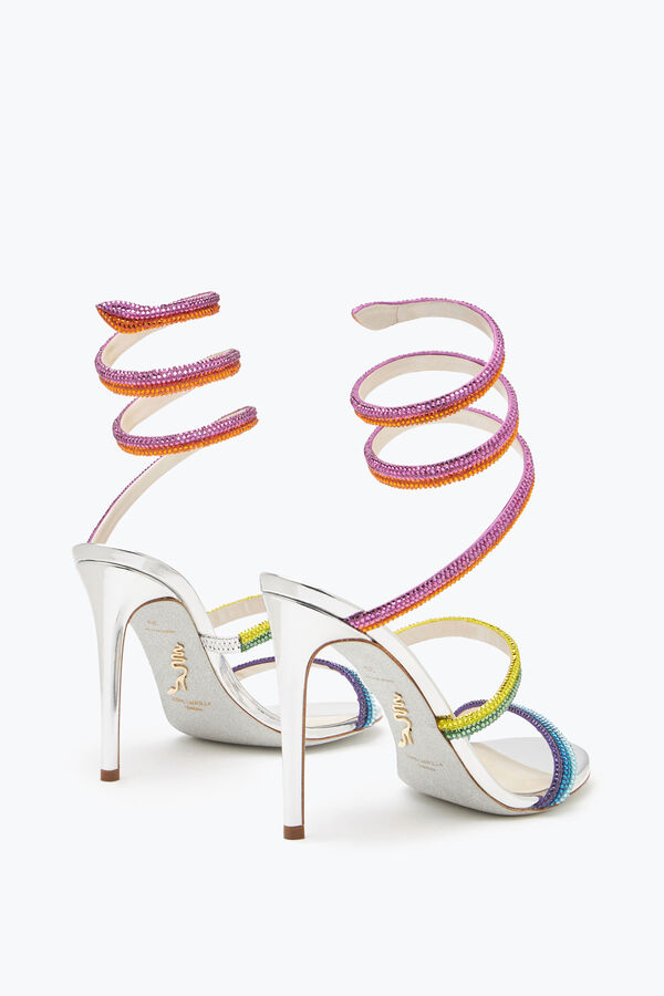 Rainbow Silver Sandal With Multicolored Crystals 105