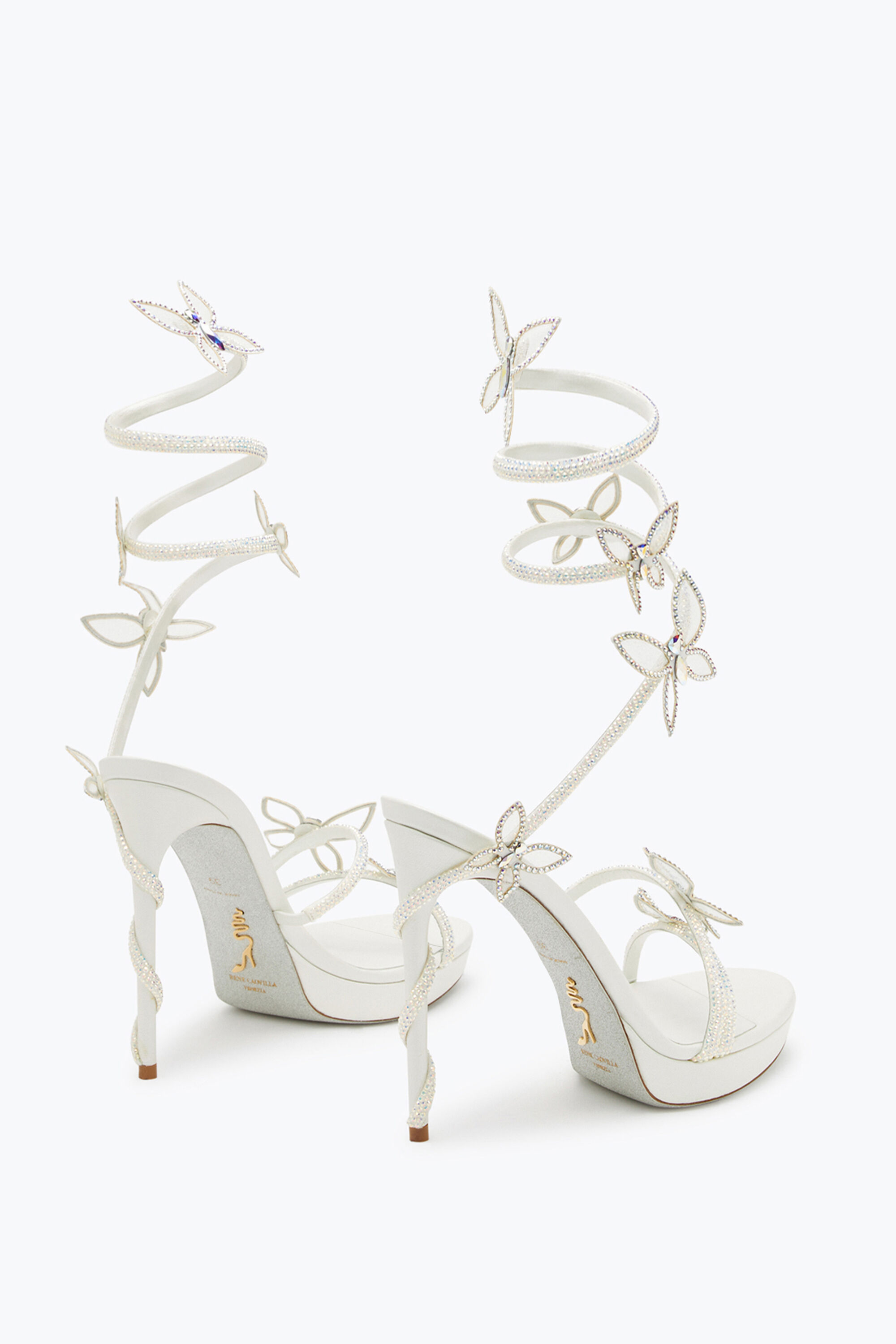 Sandalo Con Plateau Margot Bianco Con Cristalli 120 in Bianco