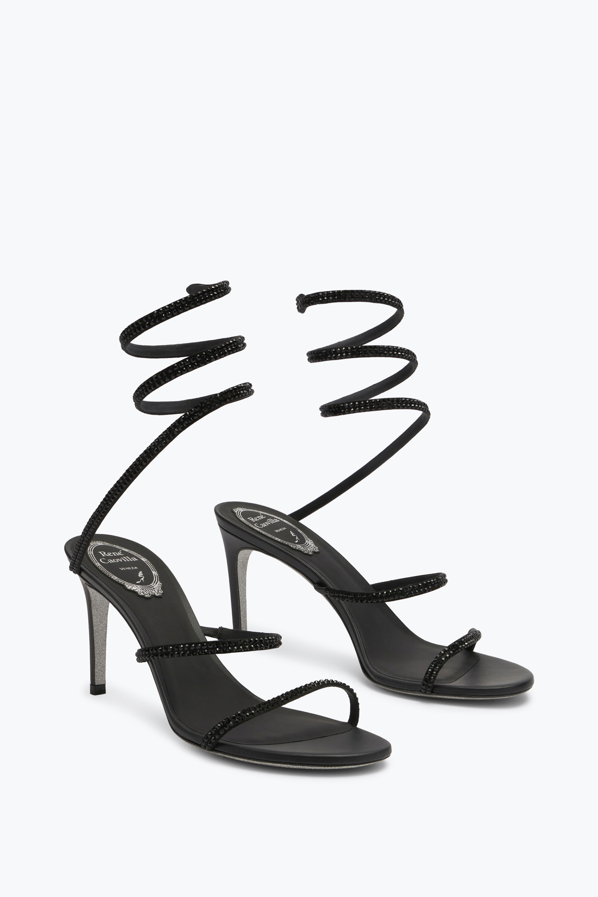 Thin Heeled Sandals Cleo Sandals in Black for Women Rene Caovilla
