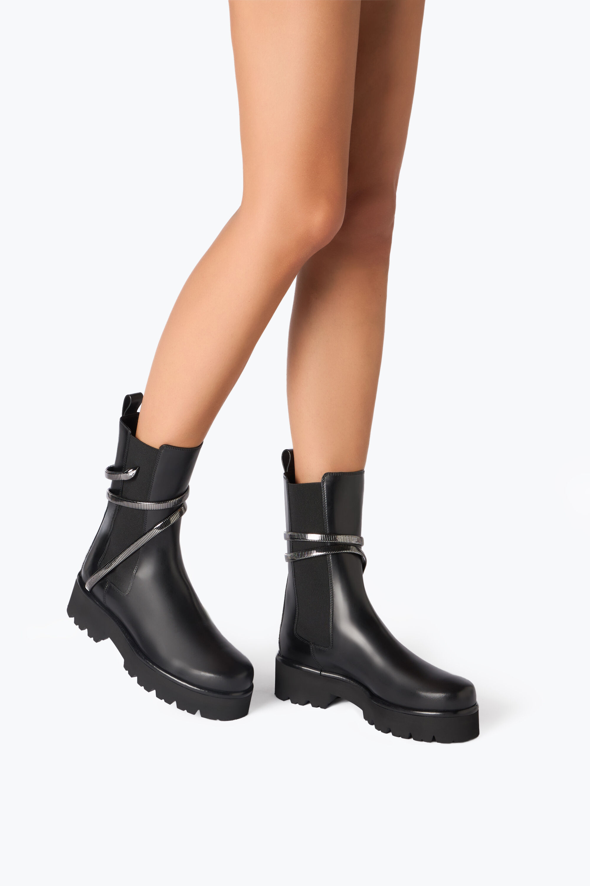 Leather and silver moto boots deals