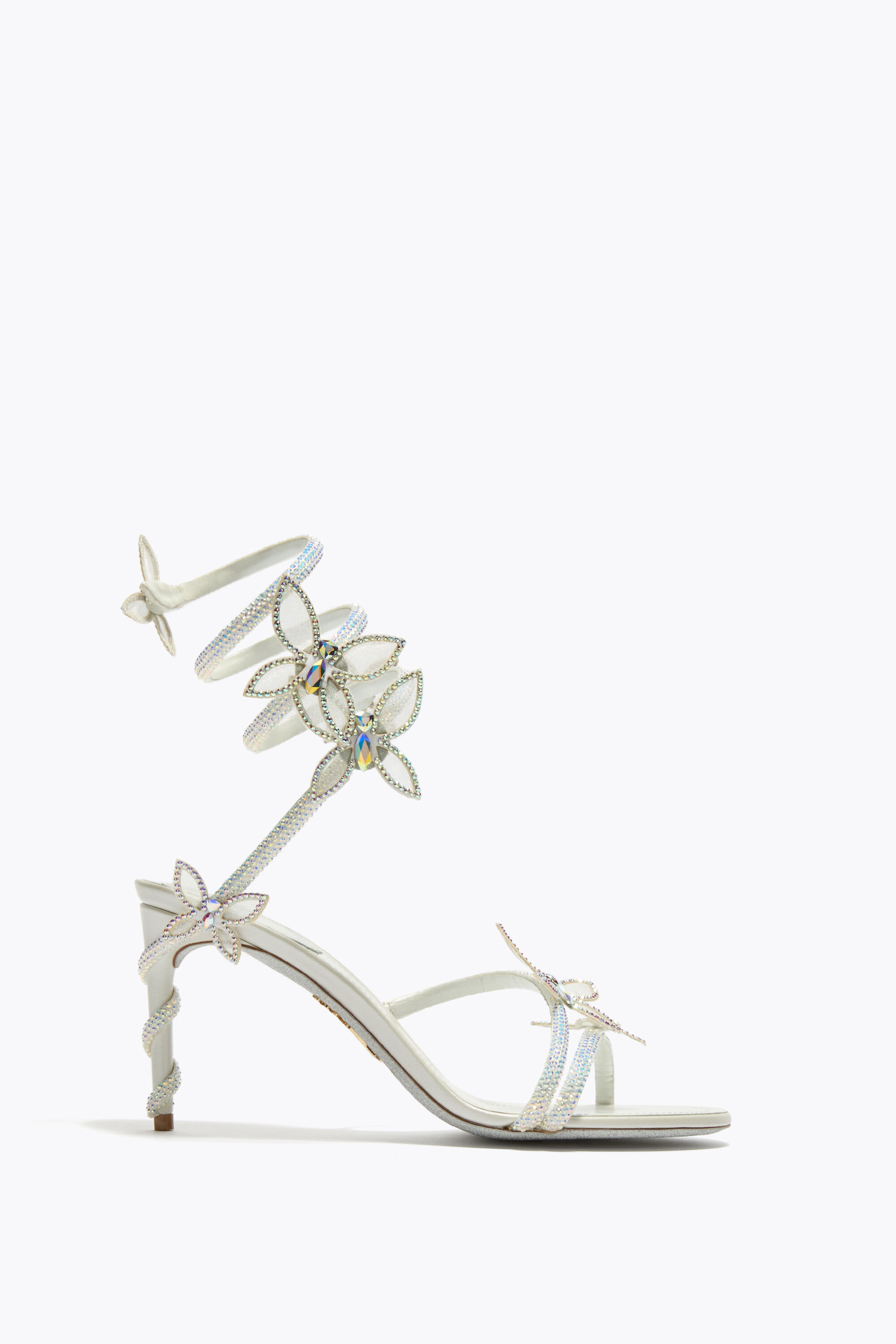 Jeweled MARGOT WHITE SANDAL WITH BUTTERFLIES 80 | Rene Caovilla®