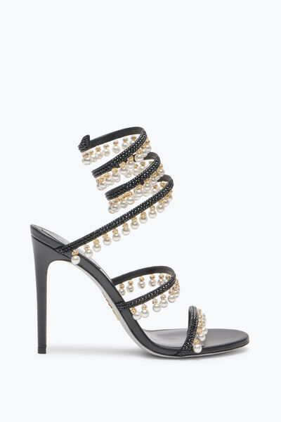 Jeweled CHANDELIER BLACK SANDAL WITH PEARLS 105 | Rene Caovilla® 