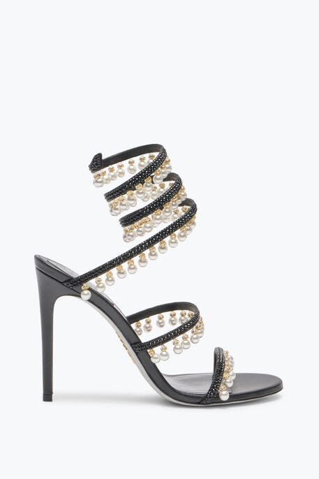 CHANDELIER BLACK SANDAL WITH PEARLS 105 CHANDELIER BLACK SANDAL WITH PEARLS 105