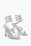 Cleopatra 银色缎布凉鞋 105