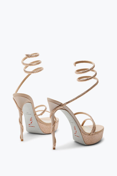 MARGOT CRYSTAL BEIGE PLATFORM SANDAL 130