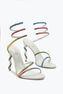 Margot White Sandal With Rainbow Crystals 105