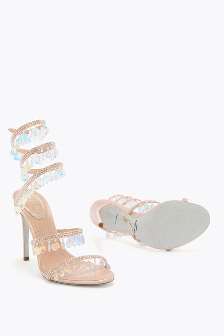 CHANDELIER POWDER PINK SANDAL WITH OVERSIZED CRYSTAL DROPS 105