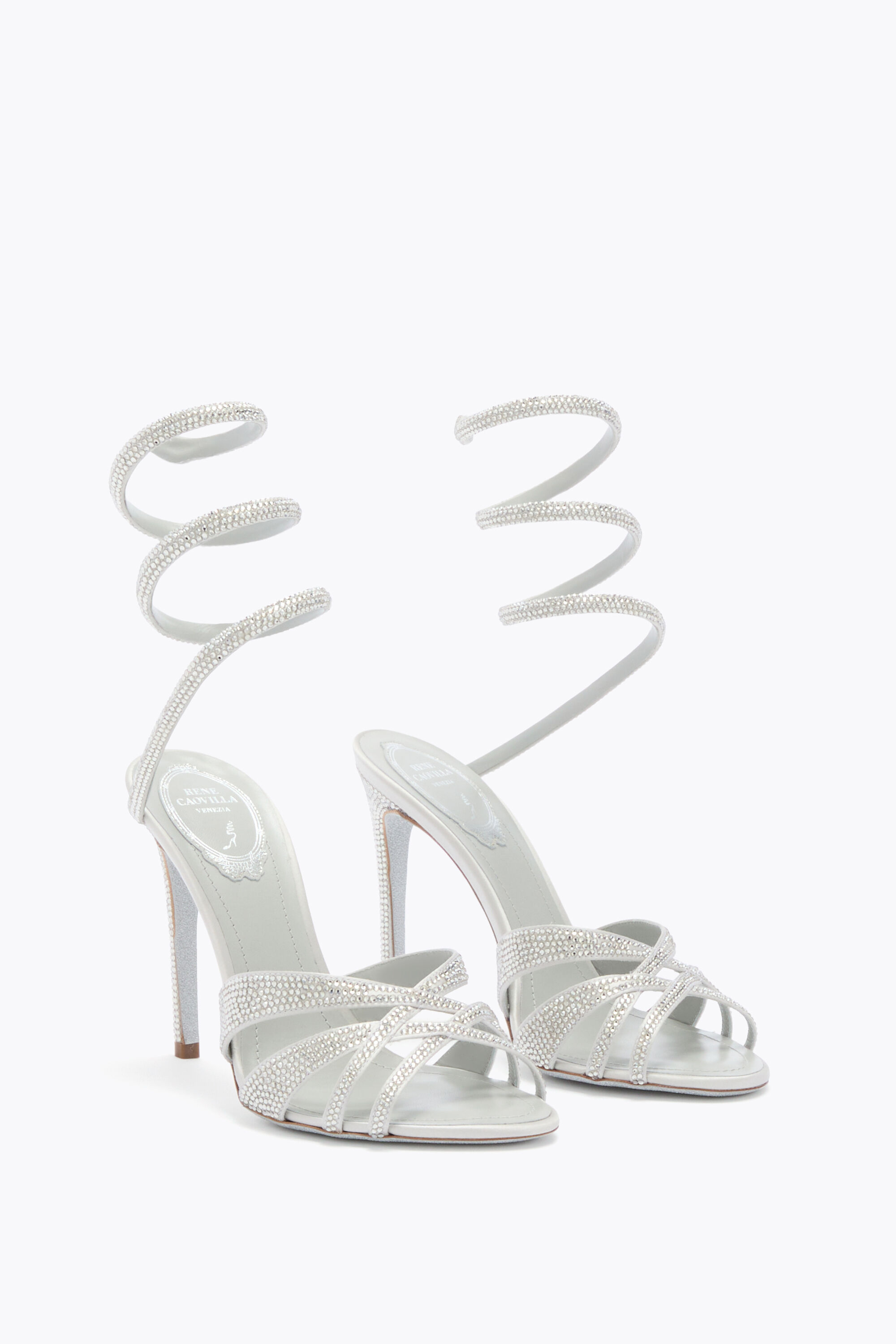 Jeweled DANIA SILVER SANDAL 105 | Rene Caovilla®