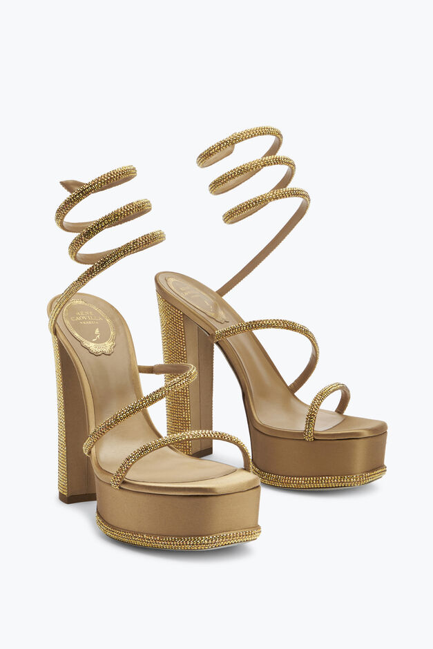 Cleo Crystal Gold Platform Sandal 130
