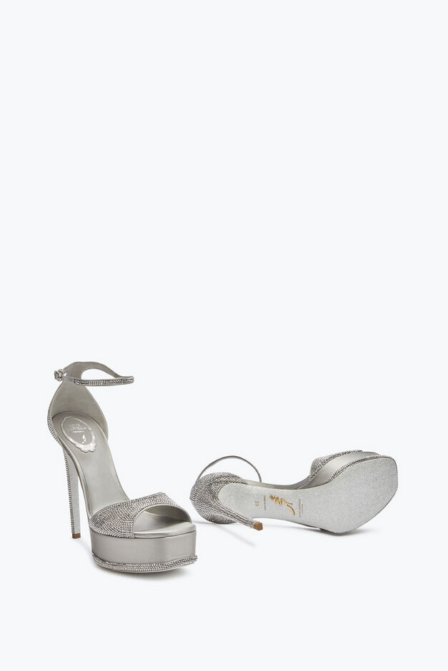 Anastasia Crystal Pearl Gray Platform Sandal 130