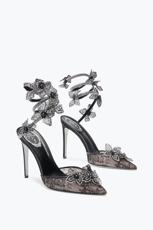Zapato de sal&oacute;n Floriane negra y plateada 105