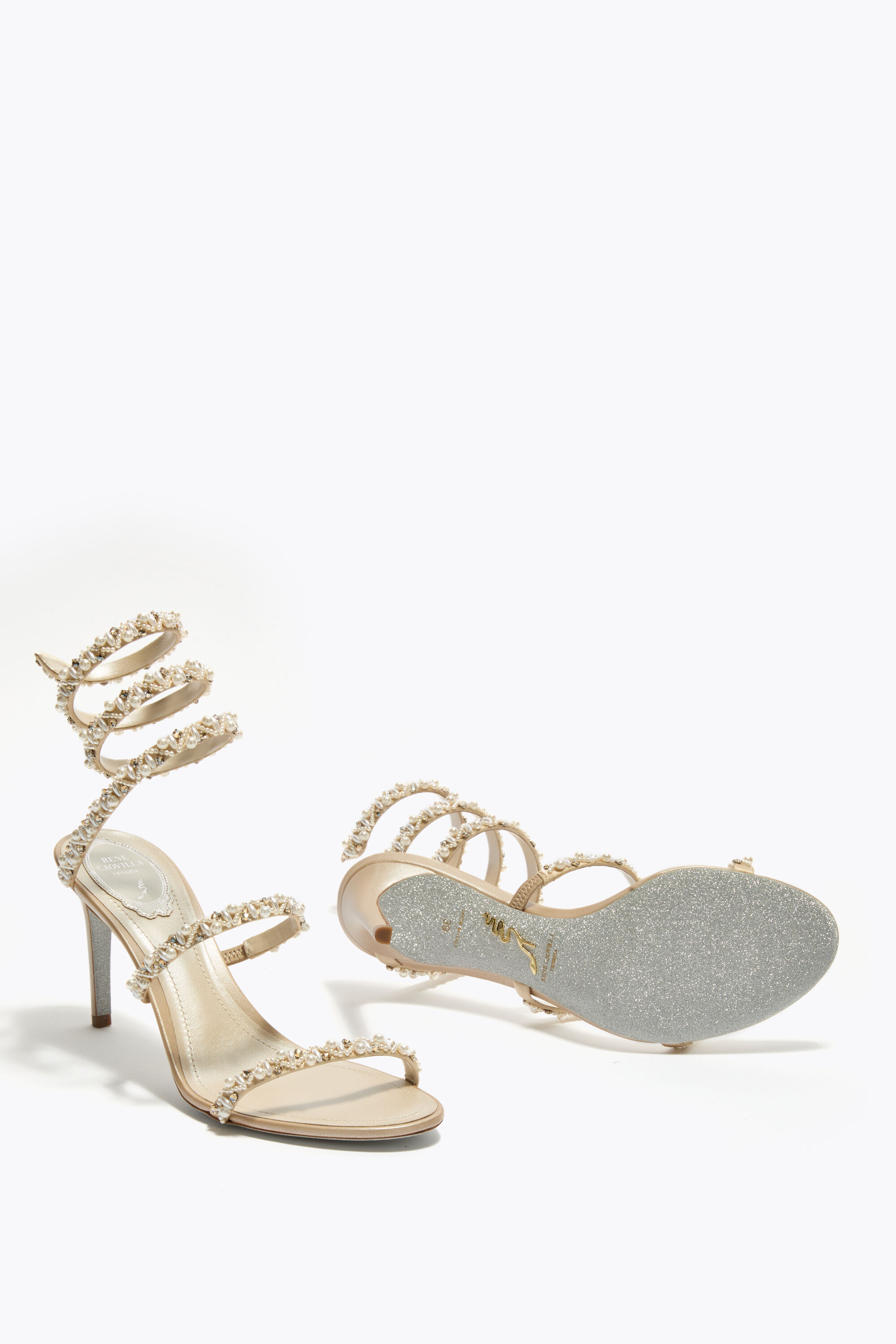 美品　RENE CAOVILLA ゴージャス Jeweled GOLDEN HONEY SANDAL 80 | Rene Caovilla®