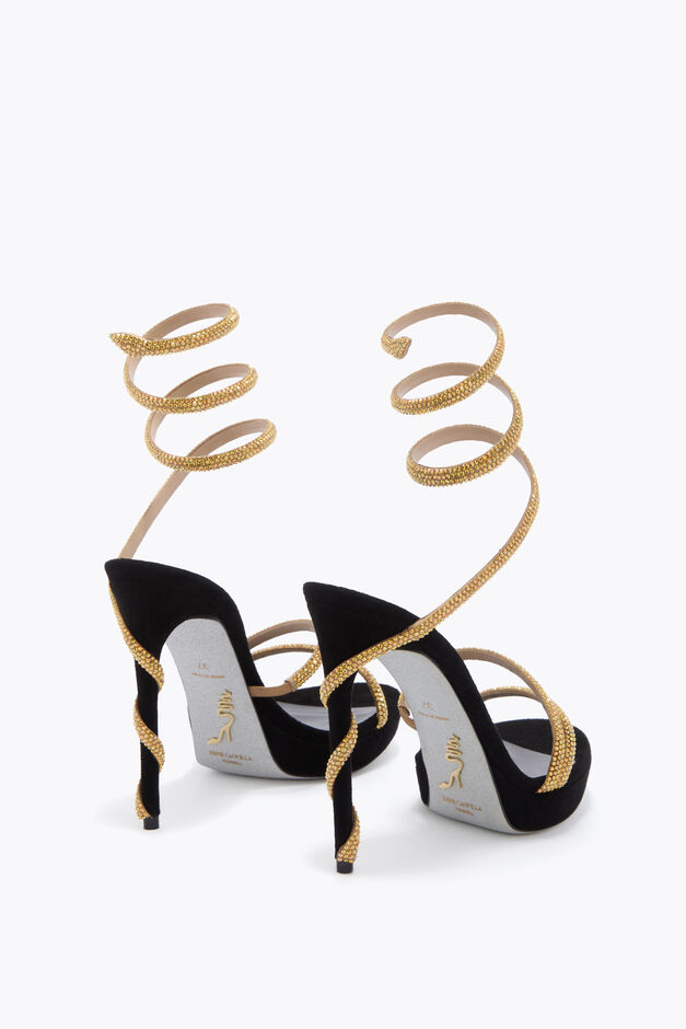 MARGOT CRYSTAL GOLD PLATFORM SANDAL 120