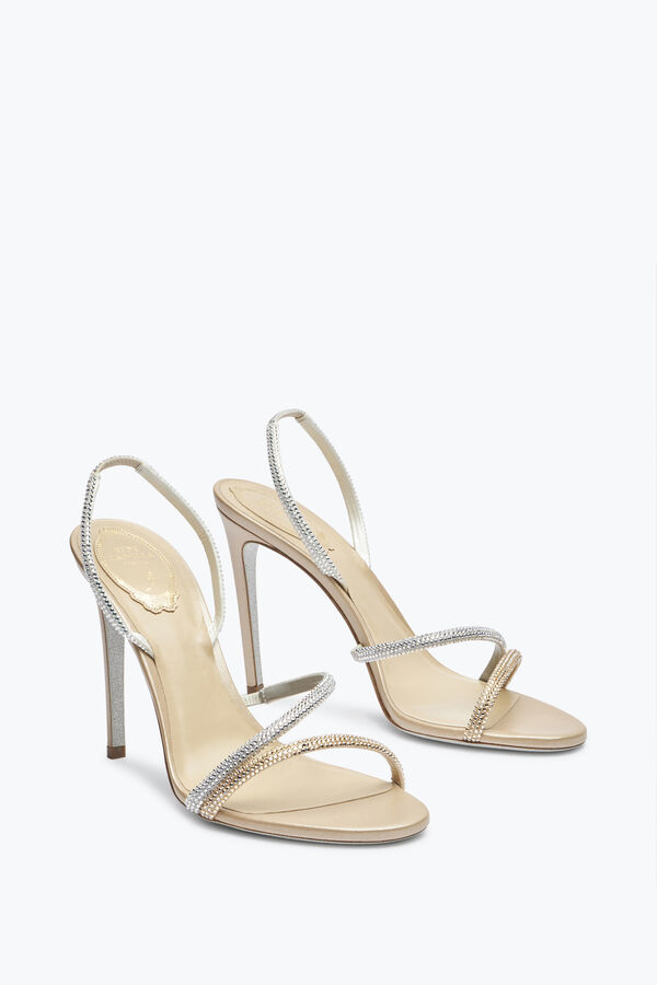 Sandalia Irina beige-plata con cristales 105