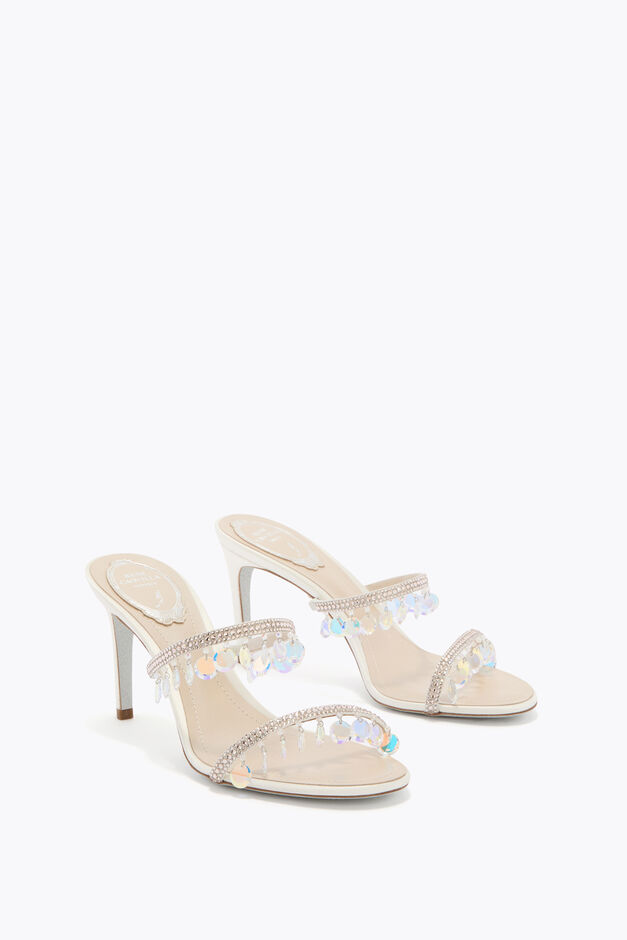 CHANDELIER NUDE MULE WITH OVERSIZED CRYSTAL DROPS 80 