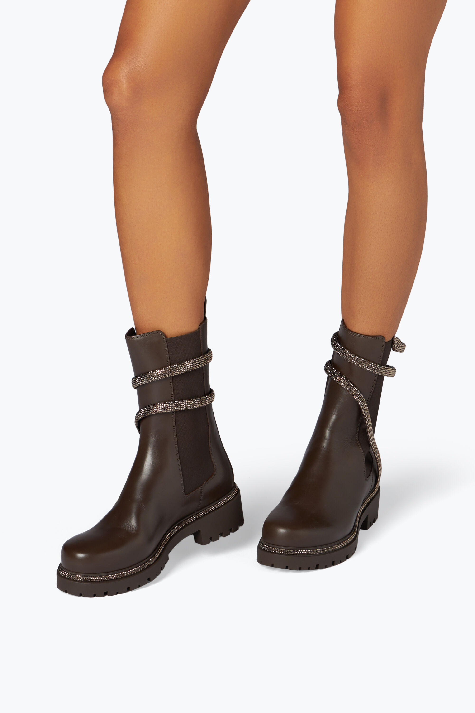 新品 Herlipto Crystal Lace-Up Ankle Boots Jeweled CLEO BIKER | Rene Caovilla®