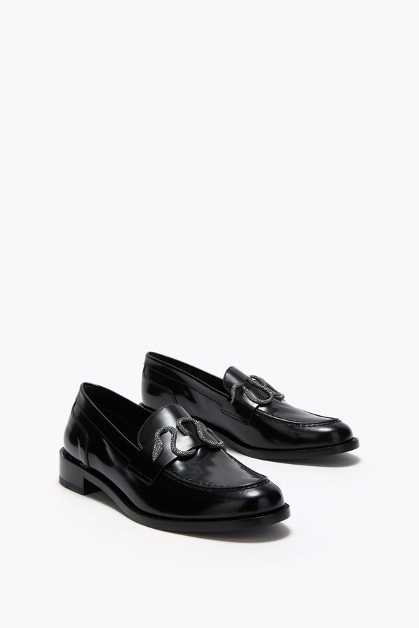 Mocassin Morgana Noir avec Cristal Mat Noir 20