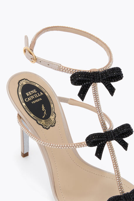 CATERINA BEIGE SATIN/GOLDEN SHADOW-JET STRAS SANDAL