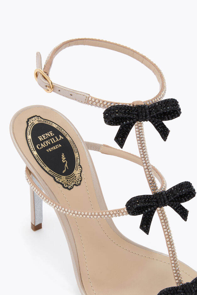 CATERINA BEIGE SATIN/GOLDEN SHADOW-JET STRAS SANDAL