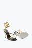 Sandale Juniper aus schwarzem Veloursleder und Gold 105