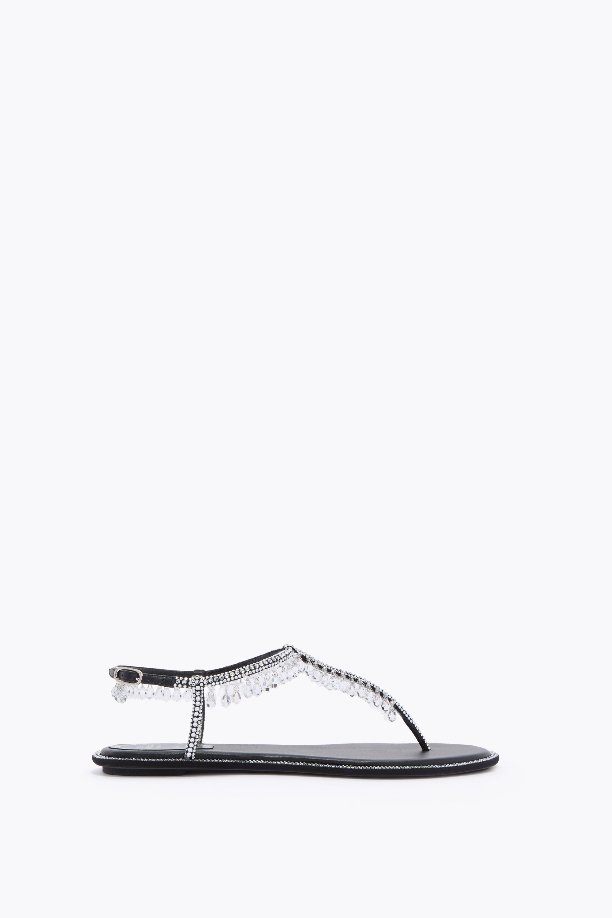 Jeweled CHANDELIER BLACK THONG SANDAL 10 | Rene Caovilla®