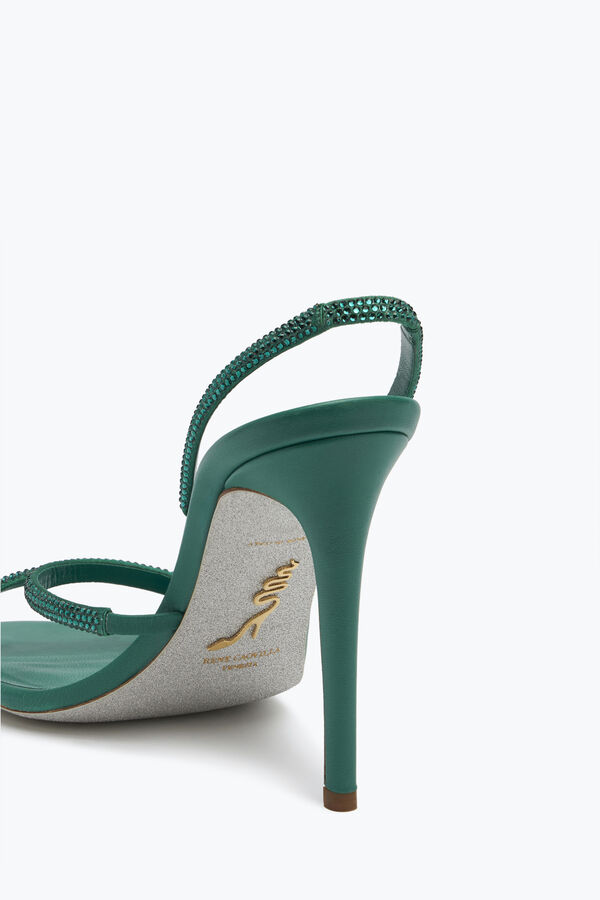 Irina 翡翠绿色水晶凉鞋 105