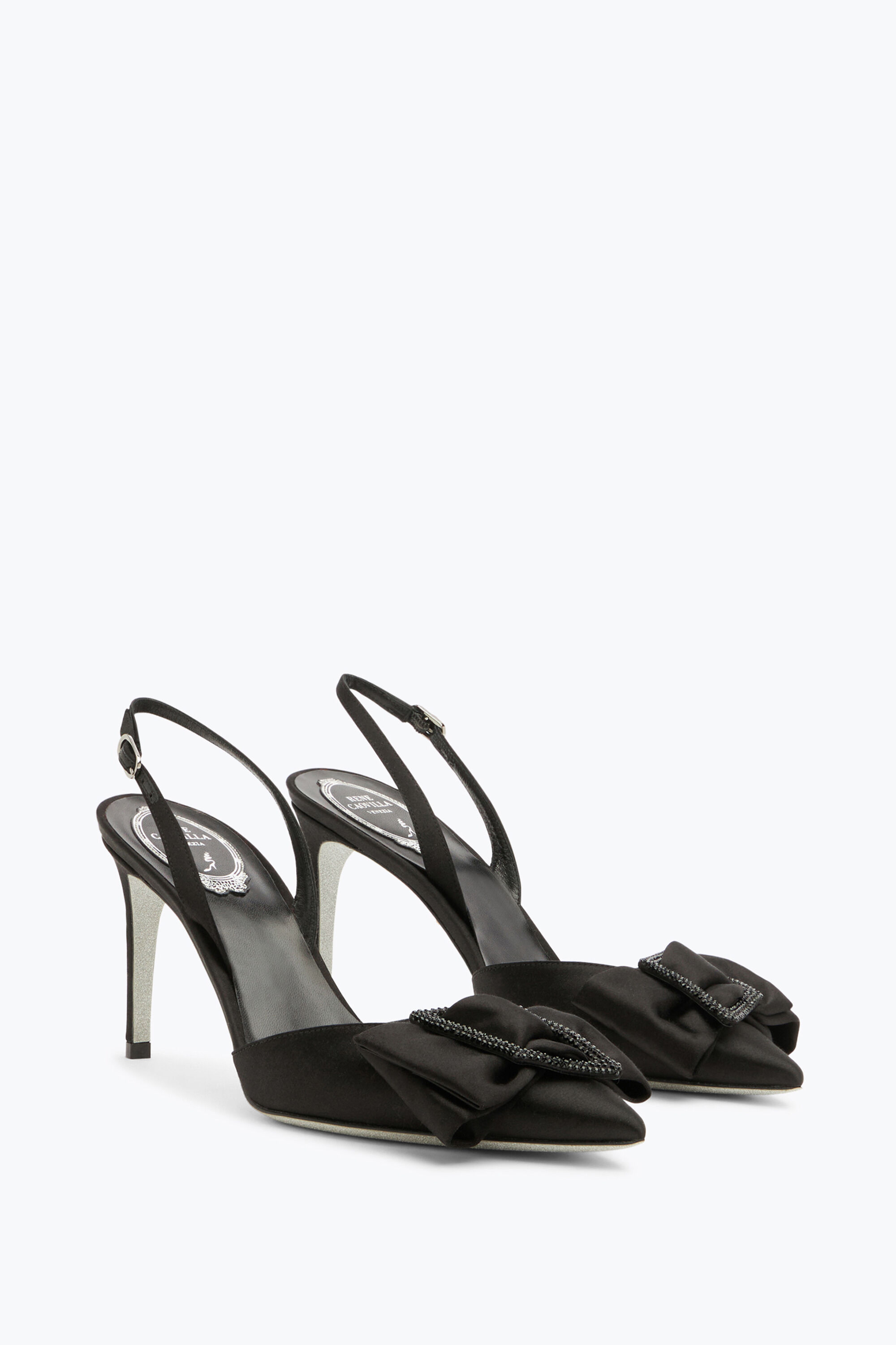 Escarpins slingback Escarpin Slingback Sara Noir Et Strass 80 en
