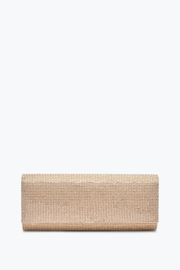 Zafira Gold Clutch With All-Over Crystals
