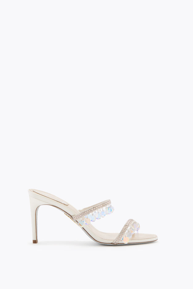 CHANDELIER NUDE MULE WITH OVERSIZED CRYSTAL DROPS 80 