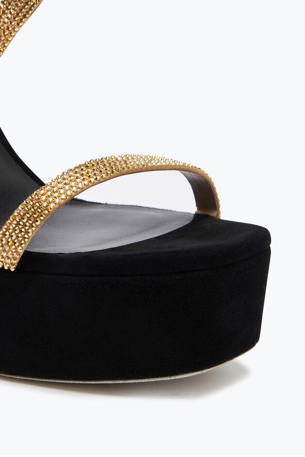 Margot Black And Gold Platform Sandal 130