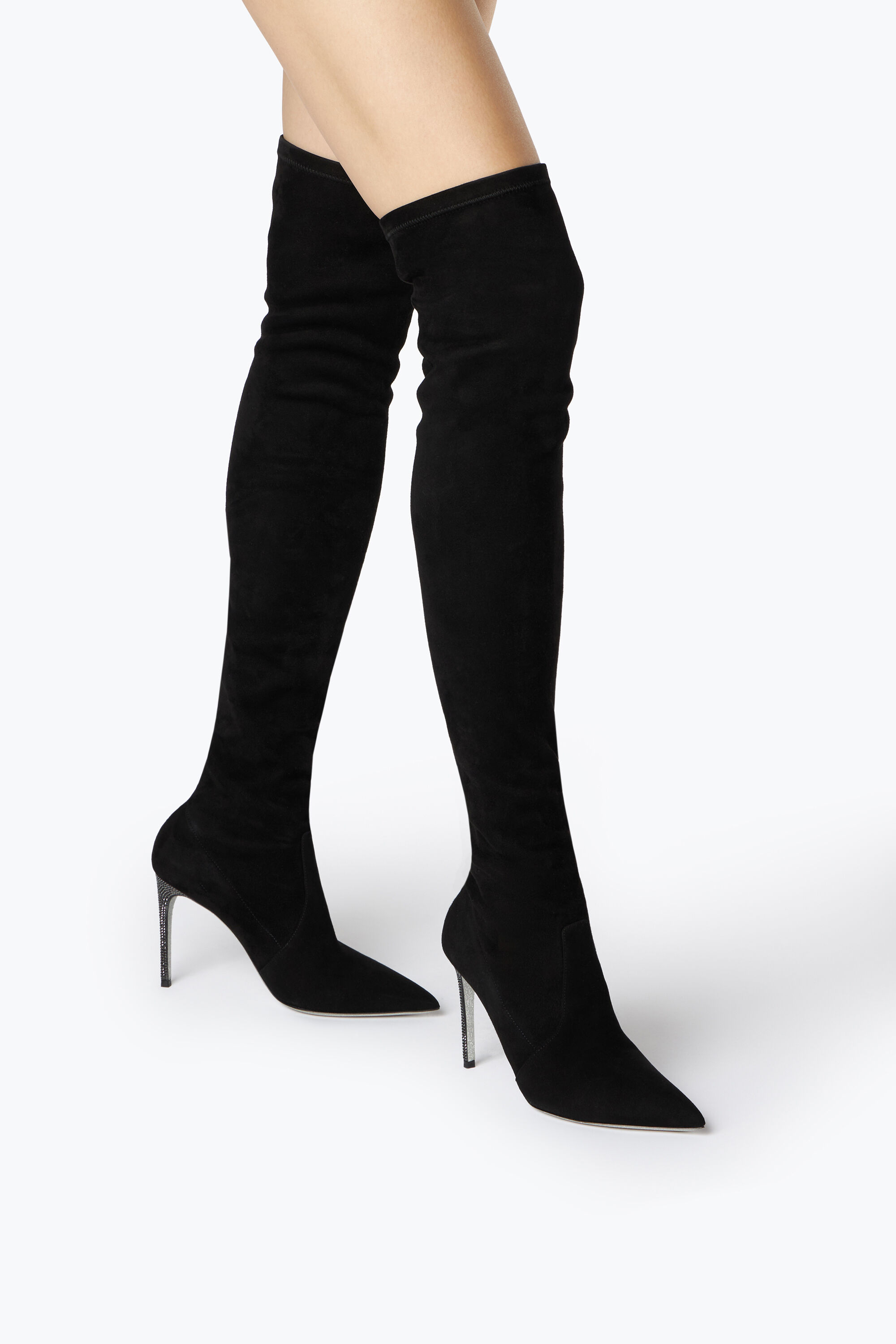 Nina Crystals Black Boot 100 Boots in Black for Women Rene Caovilla