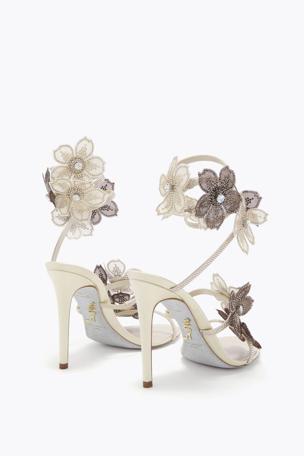 PEACH FLOWER IVORY AND GREY SANDAL 105 PEACH FLOWER IVORY AND GREY SANDAL 105