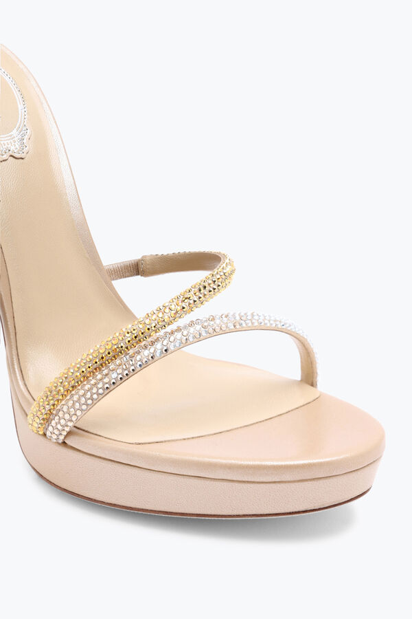 Sandalo Con Plateau Margot Con Cristalli Oro E Argento 120