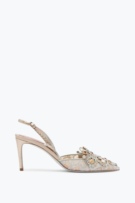 Jewel Slingbacks In Lace Venezianan 75 Jewel Slingbacks In Lace Venezianan 75