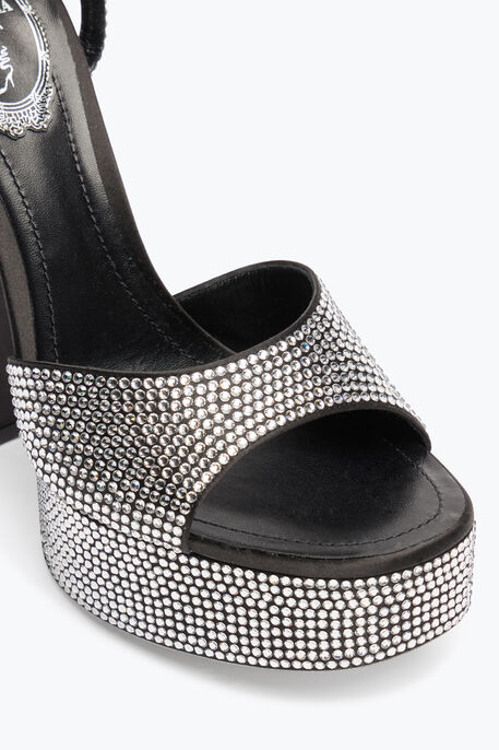 HELSA BLACK PLATFORM SANDAL WITH CRYSTALS 140