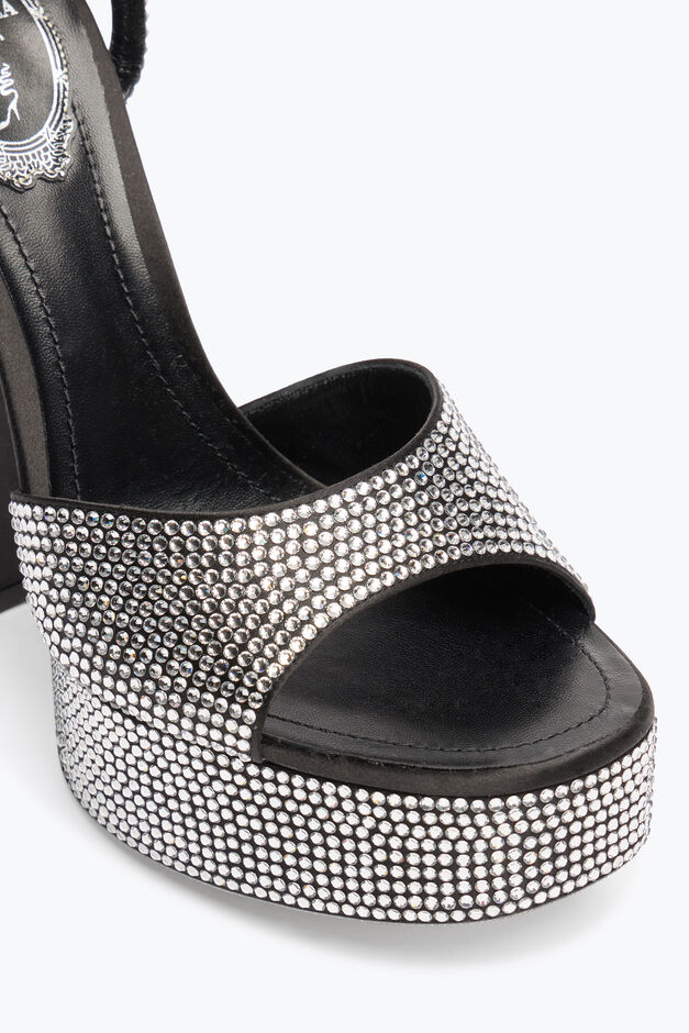 HELSA BLACK PLATFORM SANDAL WITH CRYSTALS 140