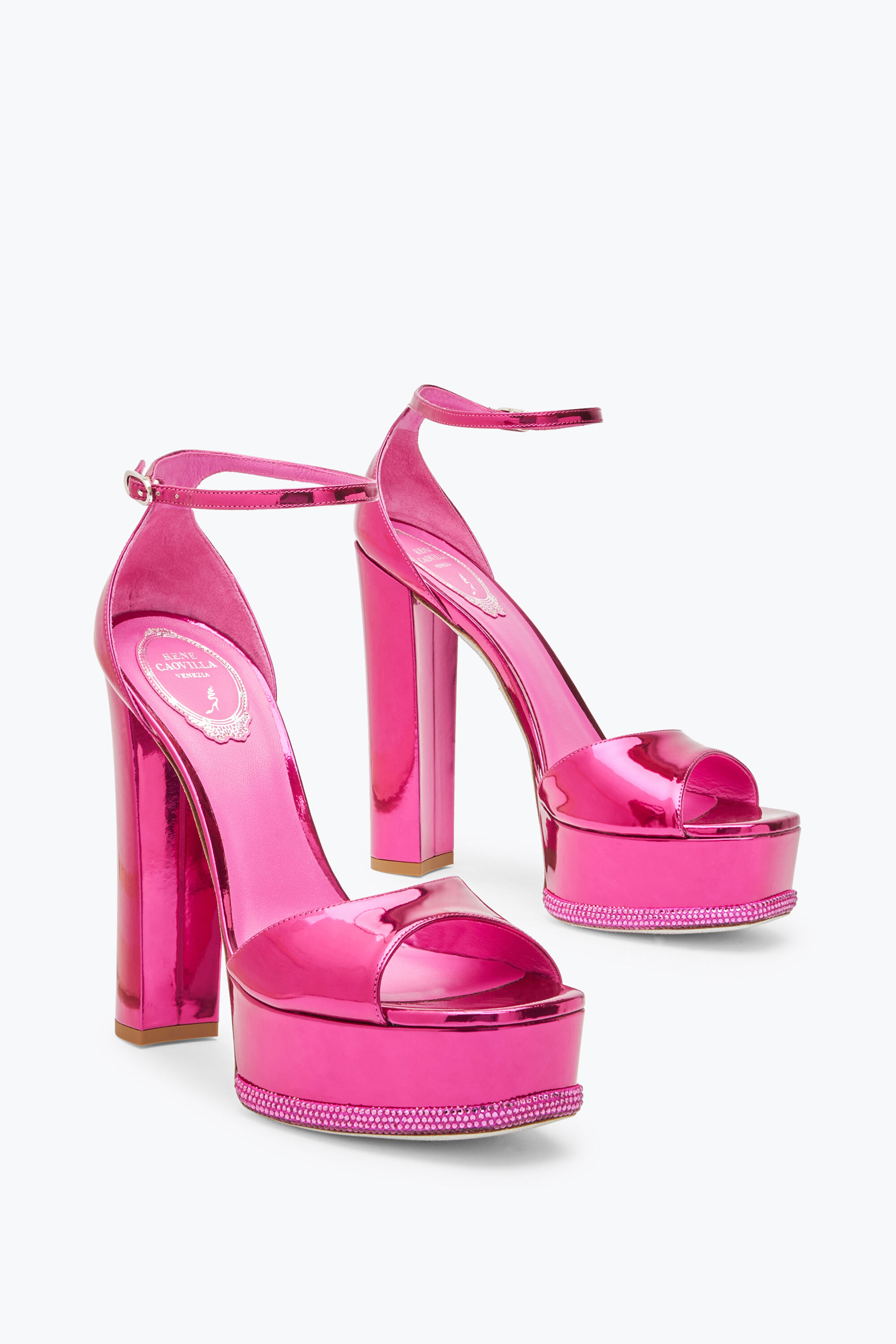 Jeweled Liza Shocking Pink Sandal 130 | Rene Caovilla®