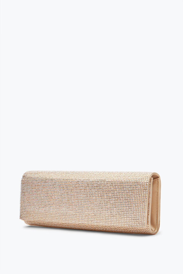 Zafira Gold Clutch With All-Over Crystals
