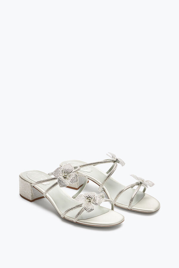 Sandalo Slider Floriane Argento Con Fiori 40