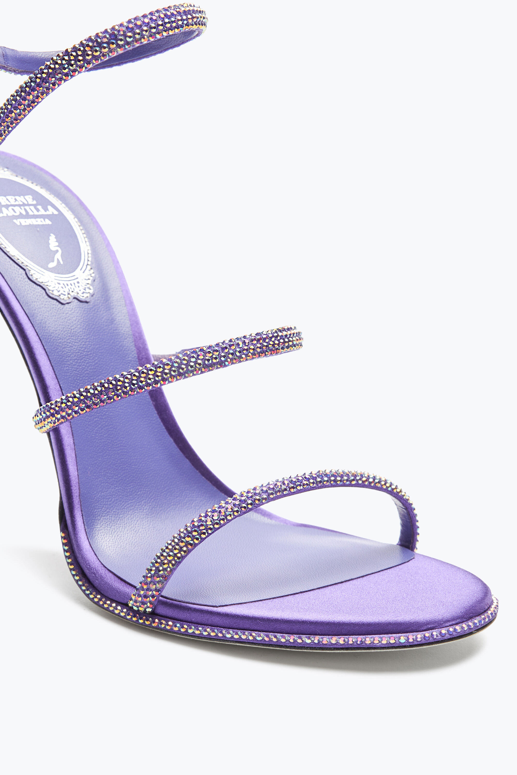 ルネRene Jeweled JUNIPER METALLIC SILVER SANDAL 80 | Rene Caovilla®