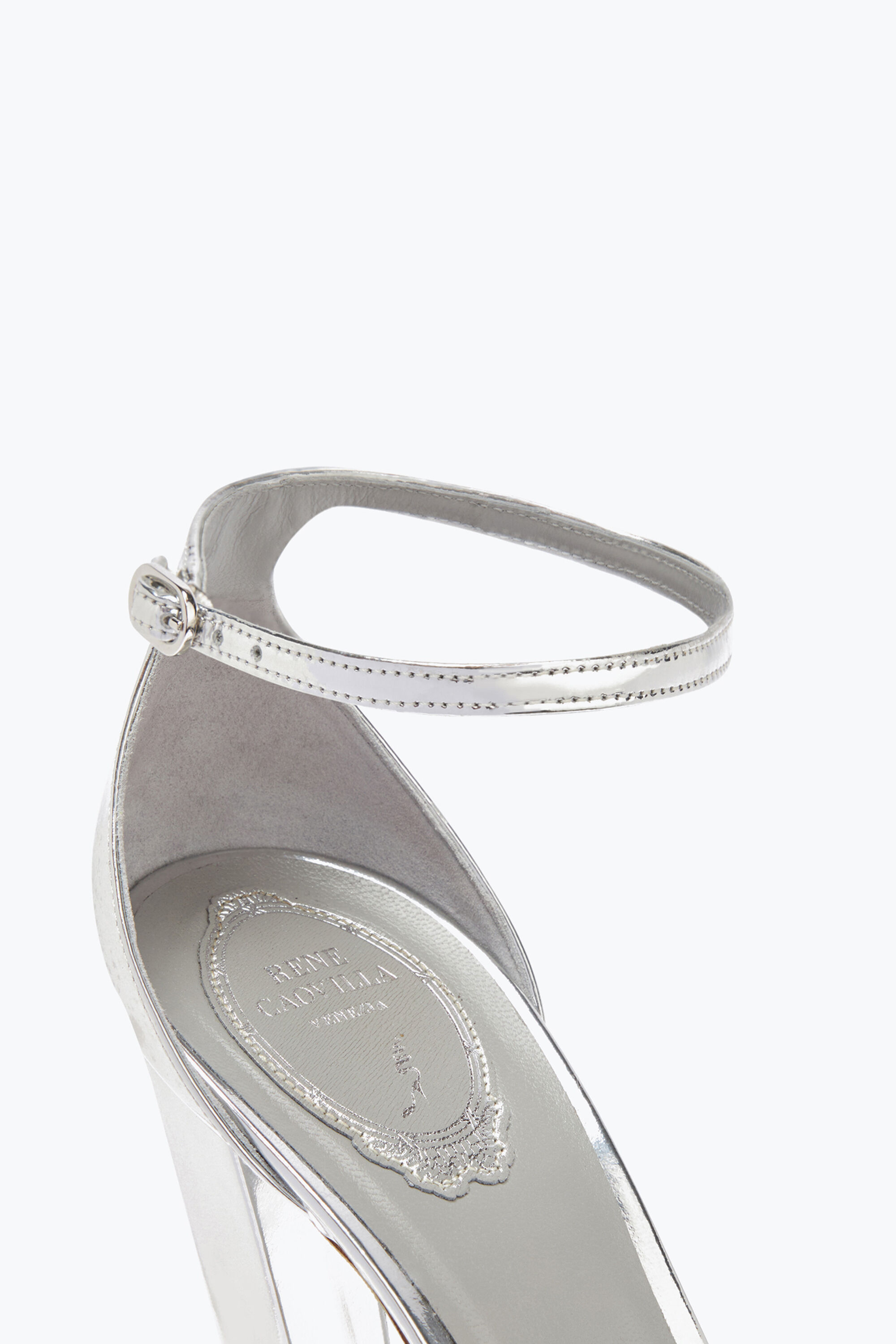 Jeweled Liza Silver Sandal 130 | Rene Caovilla®