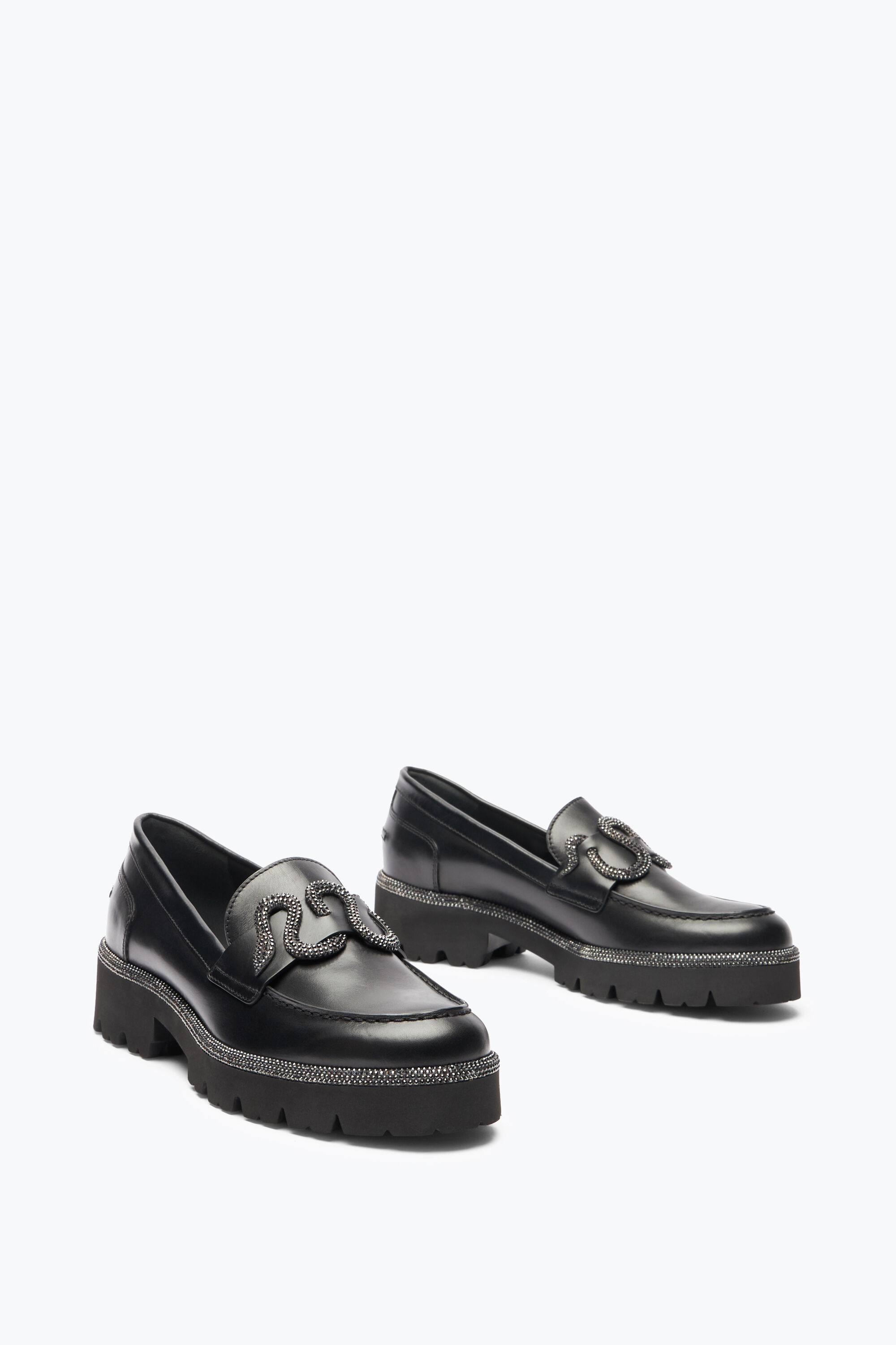 Jeweled Morgana Black Chunky Loafer With Rhinestones 25 | Rene Caovilla®