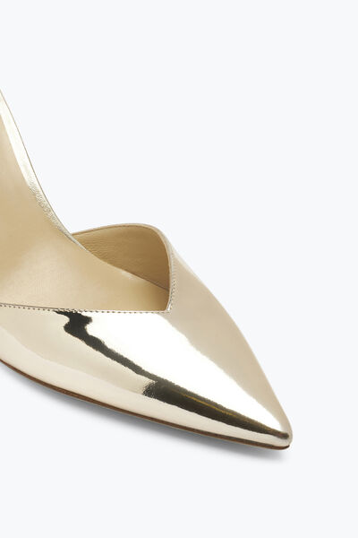 Escarpin Doré Oscar De La Renta Bout Ouvert Taille 36 - Occasion Bon état - 895$ Valeur