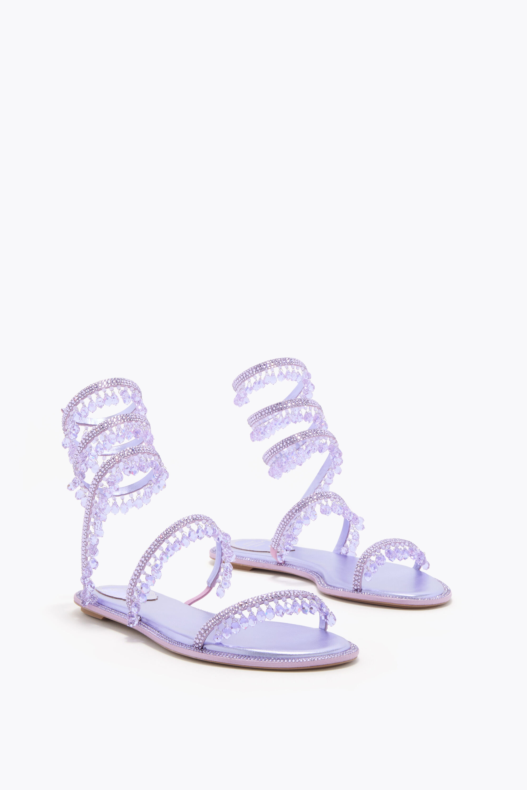 Jeweled CHANDELIER METALLIC VIOLET FLAT SANDAL 10 | Rene Caovilla®