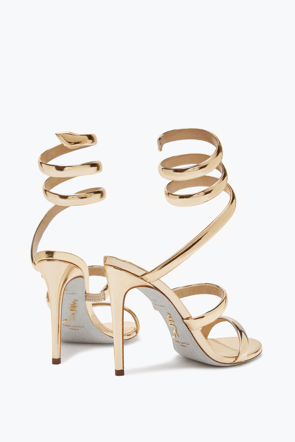 Cleo Sandale 105 in verspiegeltem Gold