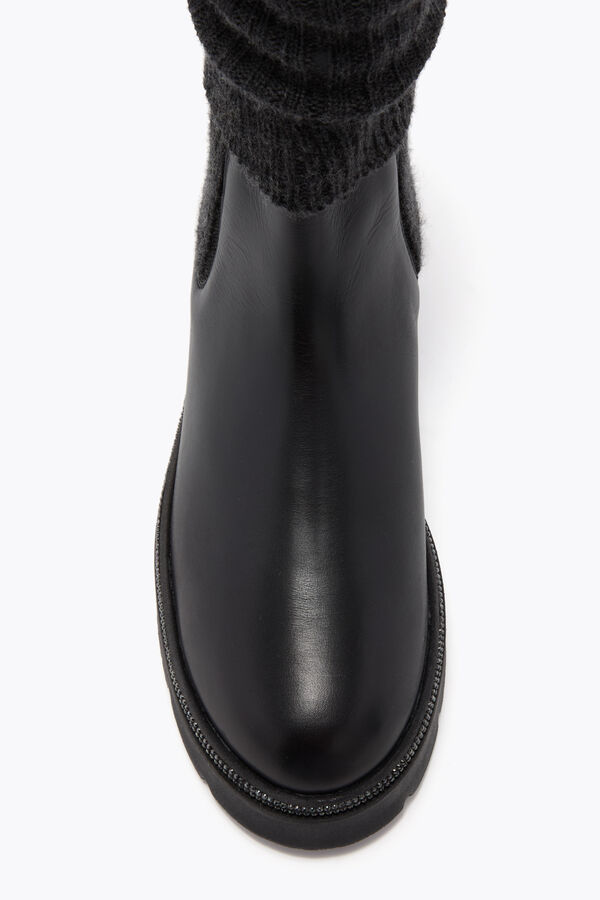 BIKA STIEFEL LEDER UND KASCHMIR MIT KRISTALLEN 50 IN SCHWARZE