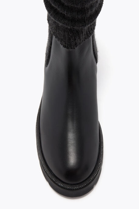 BIKA LEATHER AND CASHMERE BLACK ANKLE BOOT WITH CRYSTALS 50 BIKA LEATHER AND CASHMERE BLACK ANKLE BOOT WITH CRYSTALS 50